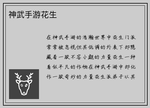 神武手游花生
